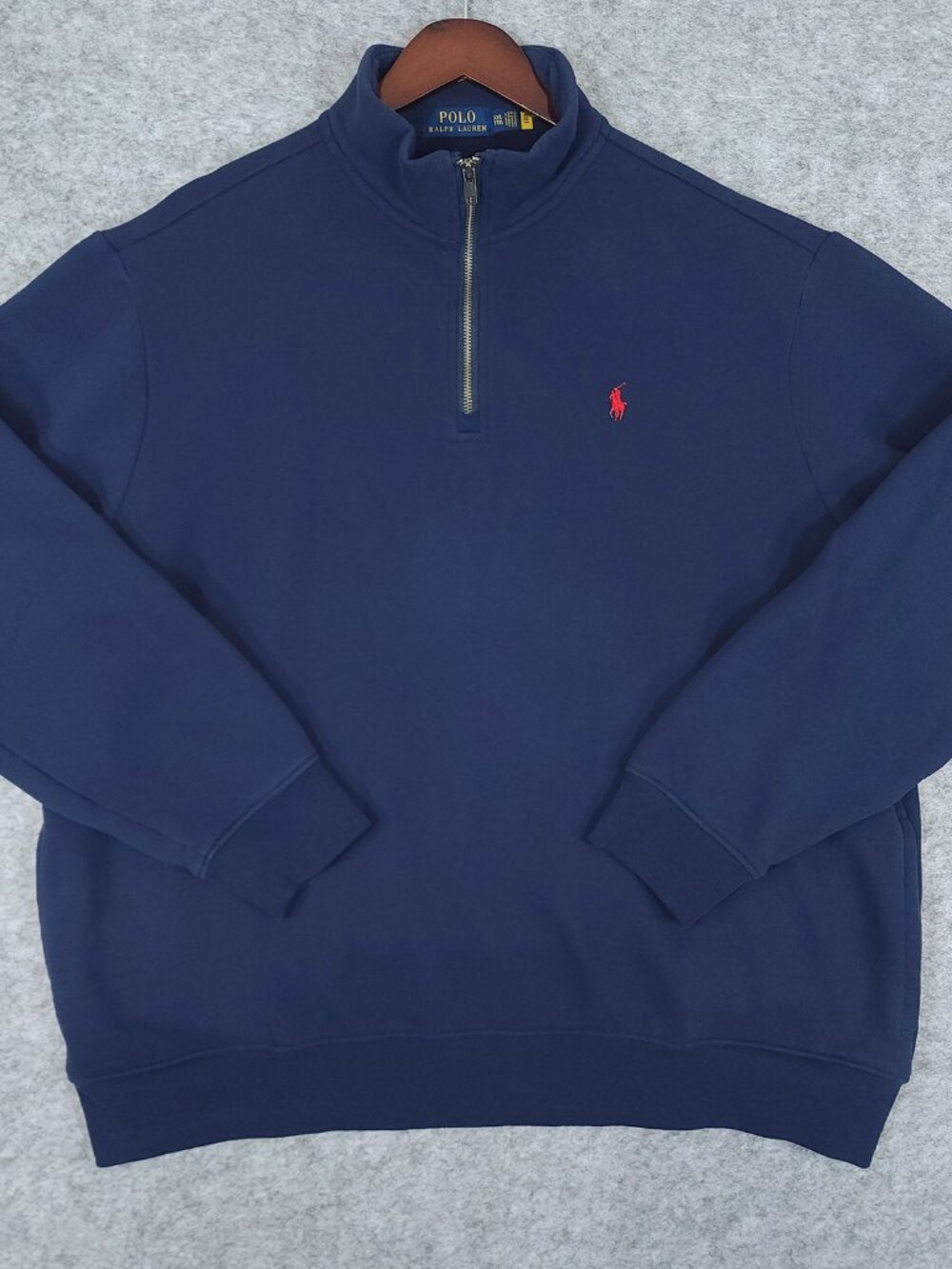Polo Ralph Lauren RL Fleece 1/4 Zip Sweatshirt Pullover XXL Navy Red Pony Logo